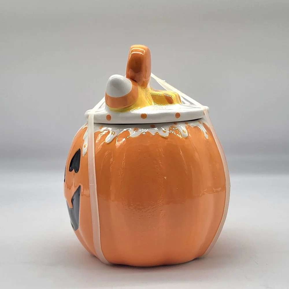 Halloween Pumpkin Cookie Jar Jack O Lantern Candy Corn Lollipop 8